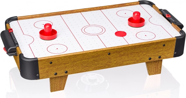 Air hockey de masă cu decor din lemn