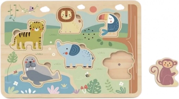 Tooky Toy Puzzle Interactiv din Lemn cu Animale