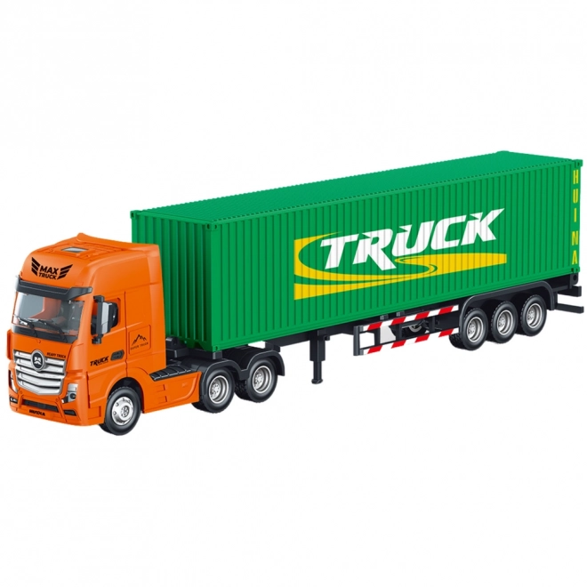 Camion cu remorcă container Huina verde 1:50