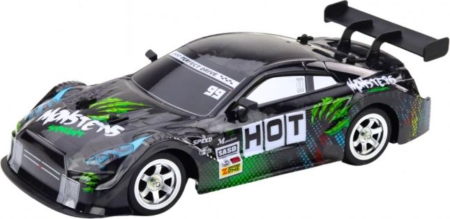 Mașină de curse RC pentru drift negru-verde 30 km/h 1:16