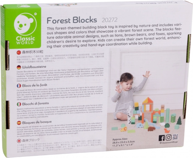Cuburi Creative din Lemn Lumea Pădurii Classic World 50 buc