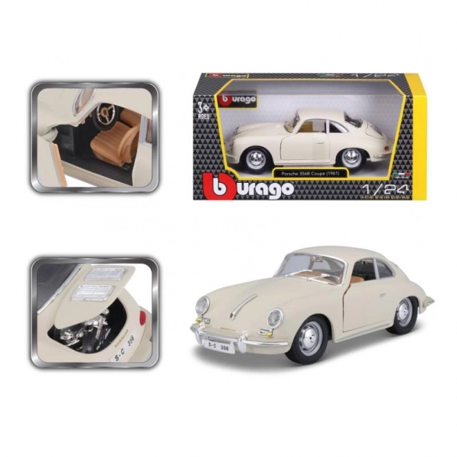 Mașină de colecție Porsche 356B Coupe 1961 Ivory la scară 1:24 de la Bburago