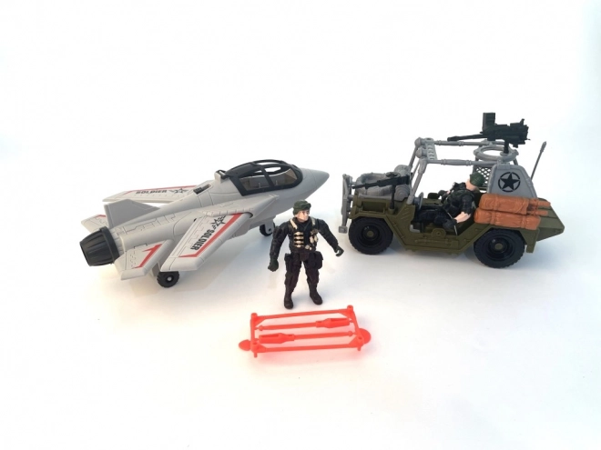 Set Vehicul Militar + Avion De Vânătoare