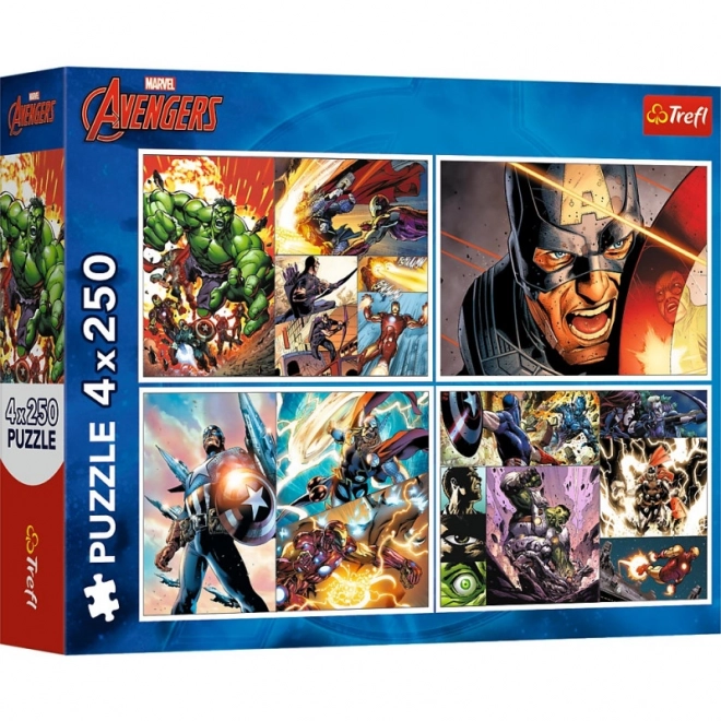 Puzzle 4x250 piese - Zile Eroice Avengers