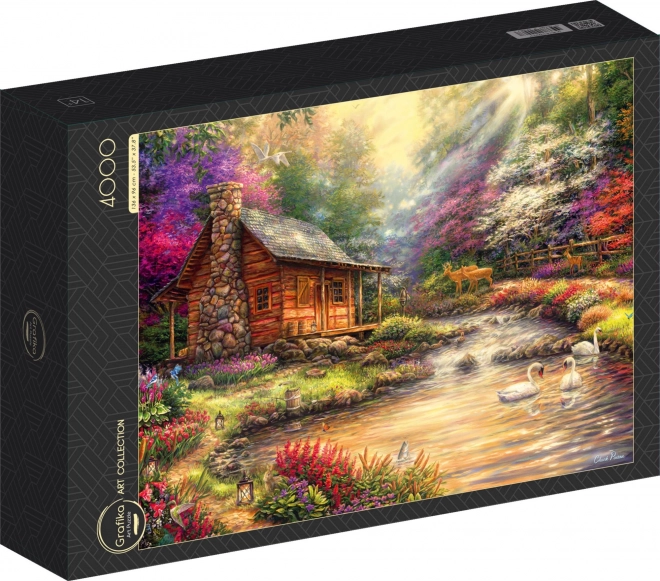 Grafika puzzle adăpost pe malul pârâului 4000 piese