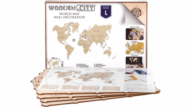 Hartă din lemn a lumii WOODEN CITY mare