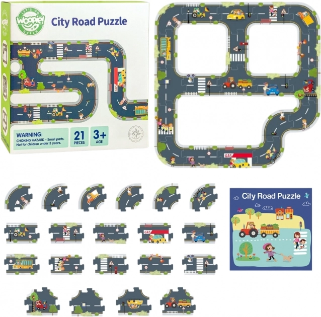 Woopie Green puzzle urban pentru copii - Pista auto