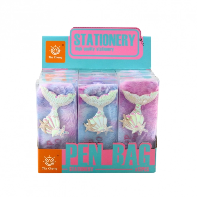 Penar plușat cu coadă de sirenă și paiete în culori pastel