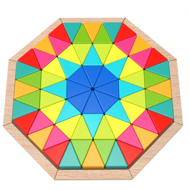 Puzzle octogonale din lemn mozaic educațional 73 piese