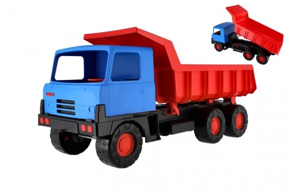 Autocamion Tatra 815 cu bena roșie și cabină albastră, din plastic, 75cm