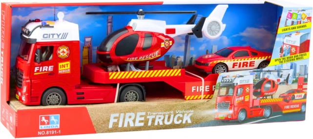 Set de Pompieri pentru Copii cu Camion, Elicopter și Mașină de Pompieri
