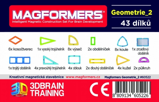 Magformers geometrie: Plan și spațiu - set 43 piese