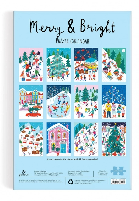 Calendar de advent Galison Puzzle cu 12 puzzle-uri