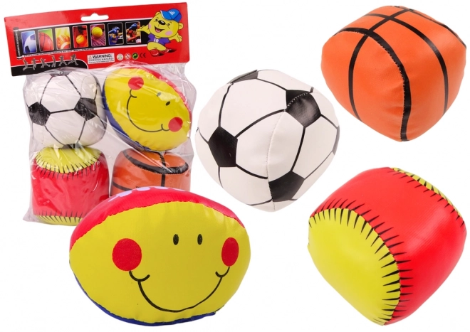 set mingi sport pentru copii: baschet, rugby, fotbal, baseball