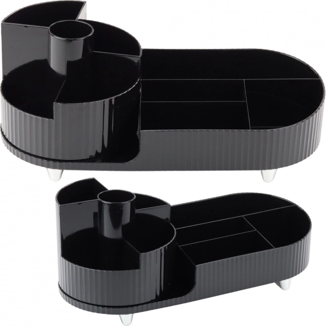 organizator rotativ negru multifuncțional pentru cosmetice și birou