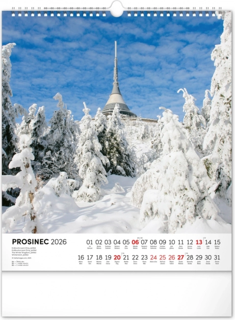 Calendar de perete Republica Cehă 2026