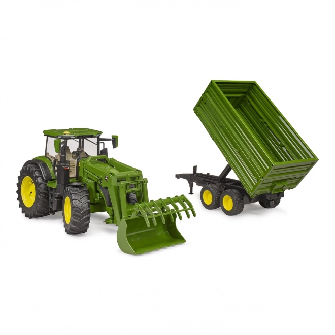 Tractor John Deere 7R 350 cu încărcător frontal și remorcă tandem