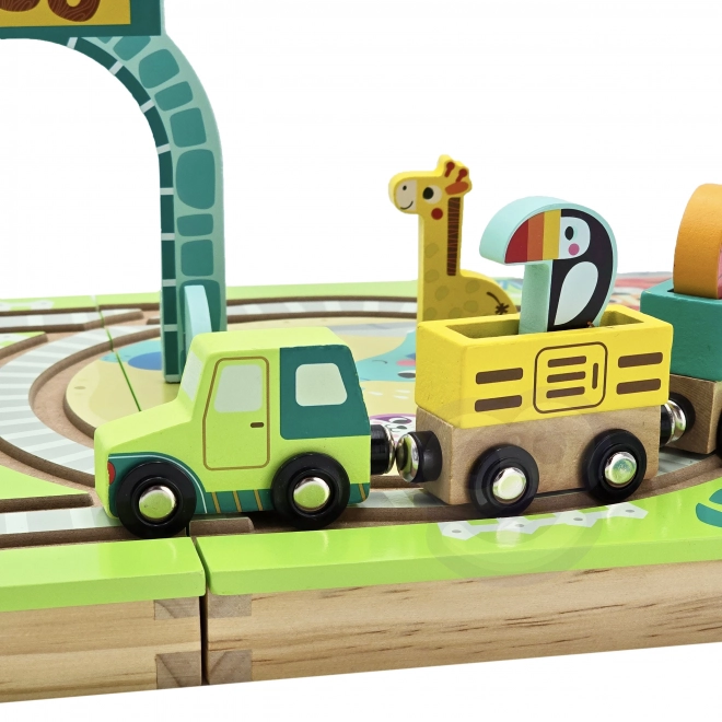 Tren de lemn cu tematică zoo de la Tooky Toy