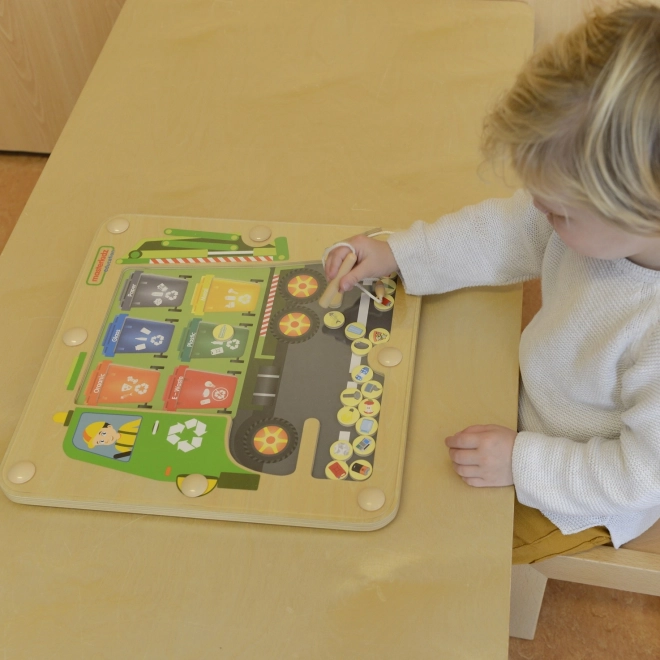 Tablă Magnetică de Sortare a Deșeurilor Masterkidz Camion de Reciclare Montessori