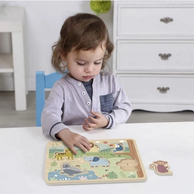 Tooky Toy Puzzle Interactiv din Lemn cu Animale