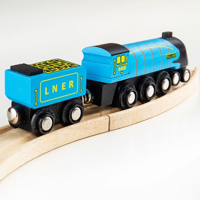 Locomotiva din lemn Mallard Bigjigs Rail cu 3 șine