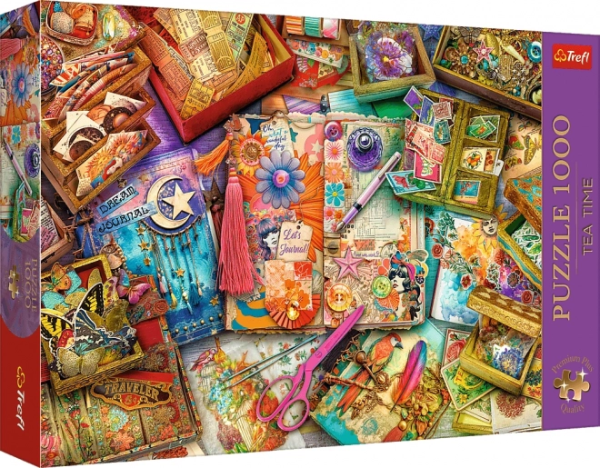 Puzzle trefl premium plus ora ceaiului: scrapbooking 1000 piese