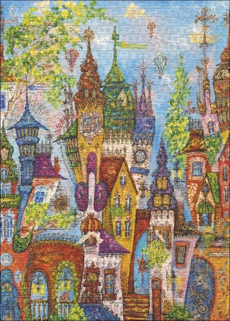 Puzzle Heye Sat Chiarme: Sat în culori roșii 1000 piese