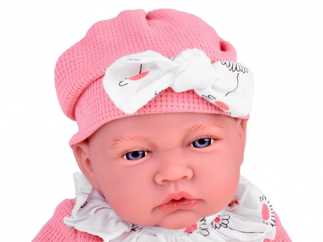 Păpușă interactivă bebeluș 45 cm pentru fetiță set roz