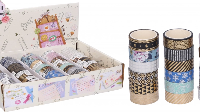 Bandă washi decorativă 1,5 cm × 3 m – motive diverse