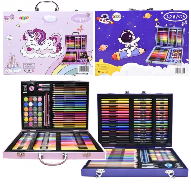 Set artistic în valiză cu unicorn roz