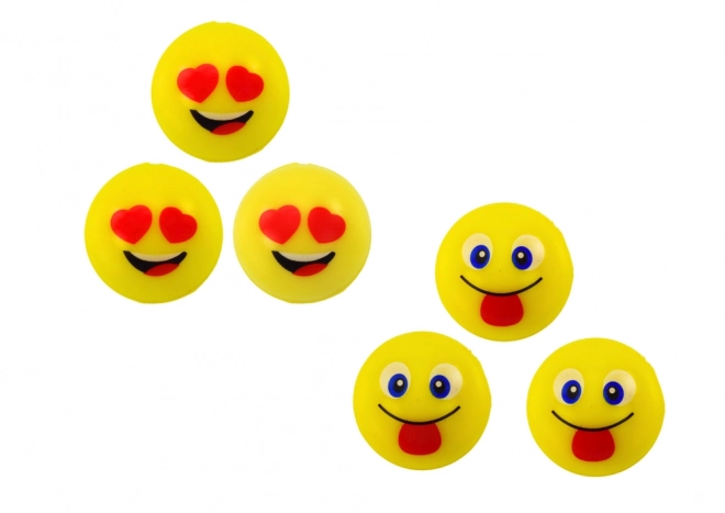 Set mingi de cauciuc galben emoji 6 bucăți