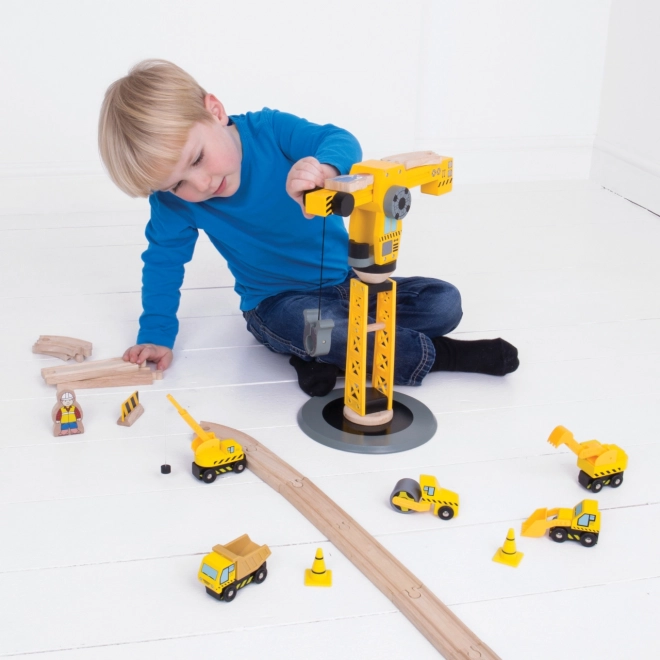 Jeřáb și mașini de construcții Bigjigs Rail