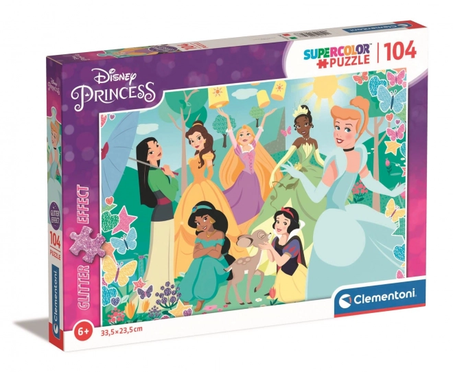 puzzle cu sclipici Disney Prințese în grădină 104 piese