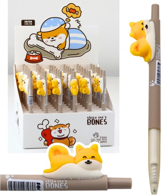 Pix cu gel cu figură de câine Shiba, cerneală albastră 0.5mm