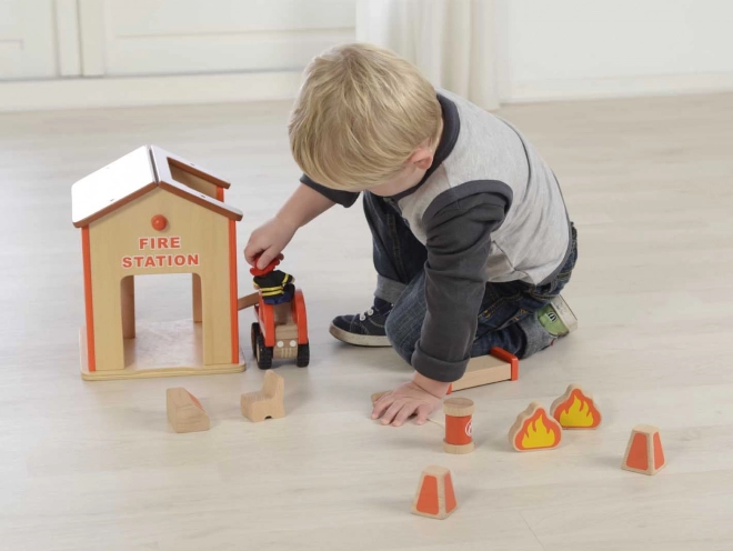 Stație de pompieri miniatură din lemn Masterkidz