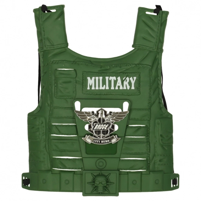 Set militar cu vestă, pușcă și binoclu
