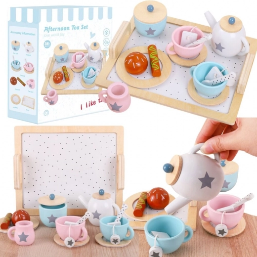 Set din lemn pentru ceai și cafea cu dulciuri