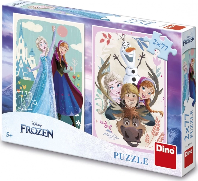 Puzzle Dino Regatul de Gheață: Anna și Elsa 2x77 piese