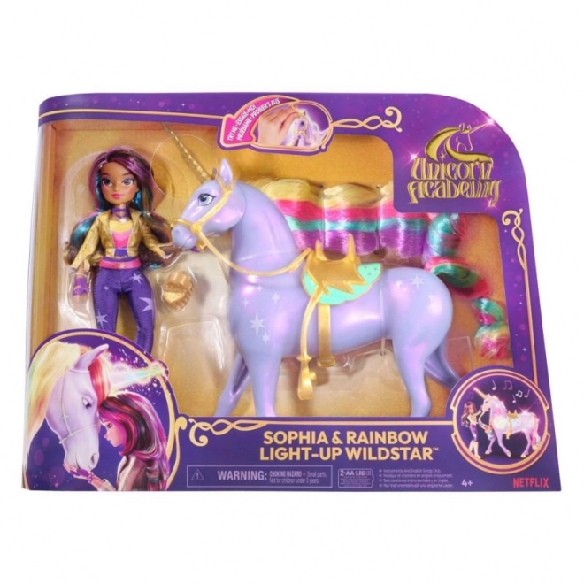 set unicorn academy wildstar cu păpușa sophia 24cm