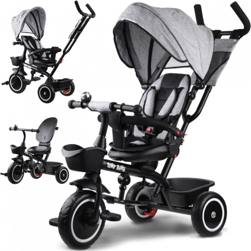 Tricicletă pentru copii 3‑în‑1 cu scaun rotativ și copertină TINY BIKE – Rotativ