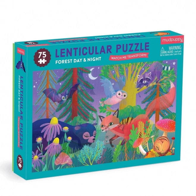 Puzzle cu efect lenticular pădure zi și noapte 75 de piese