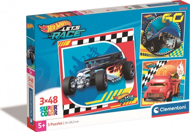 Puzzle Clemontoni cu mașini Hot Wheels 3x48 piese