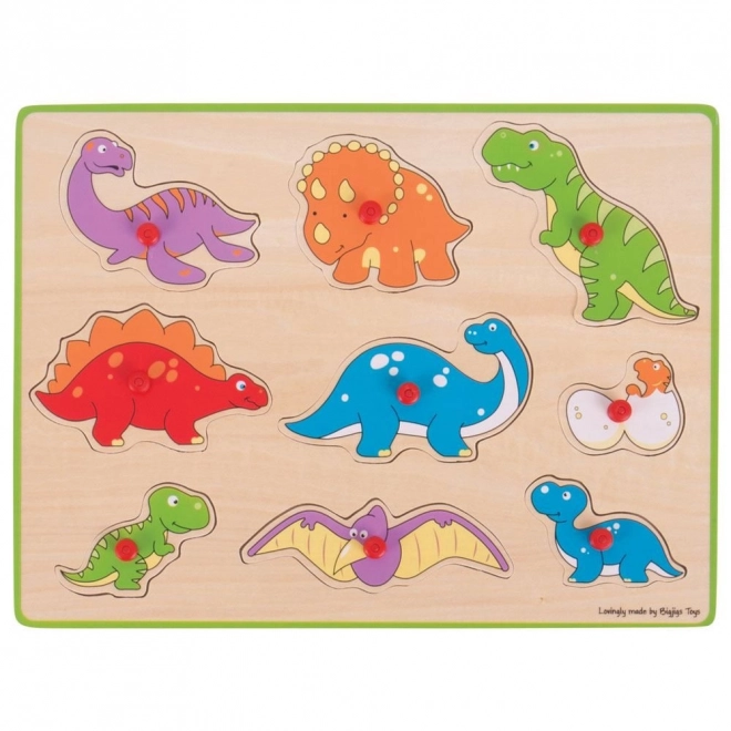 Puzzel din lemn cu dinozauri Bigjigs Toys