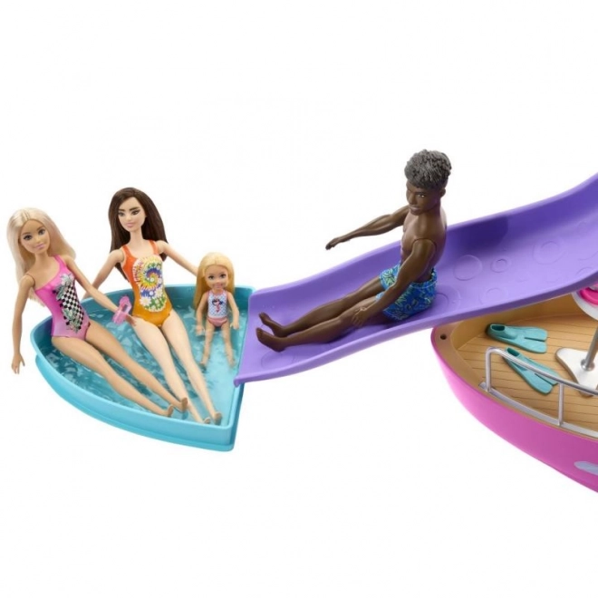 Barbie iaht de vis cu motor, cu transformare a interiorului și accesorii