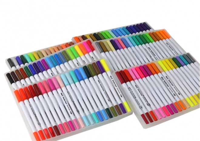 Set de 80 markere colorate cu două capete în organizator