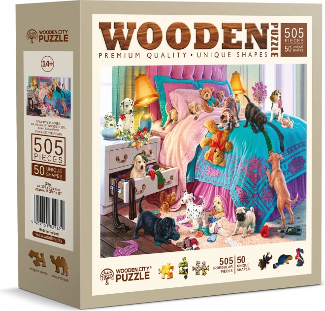 Puzzle din lemn cățelușii neastâmpărați