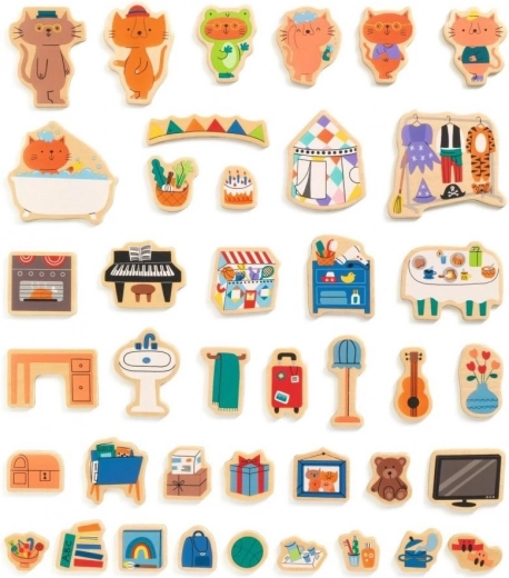 40 de magneți din lemn pentru povești nesfârșite