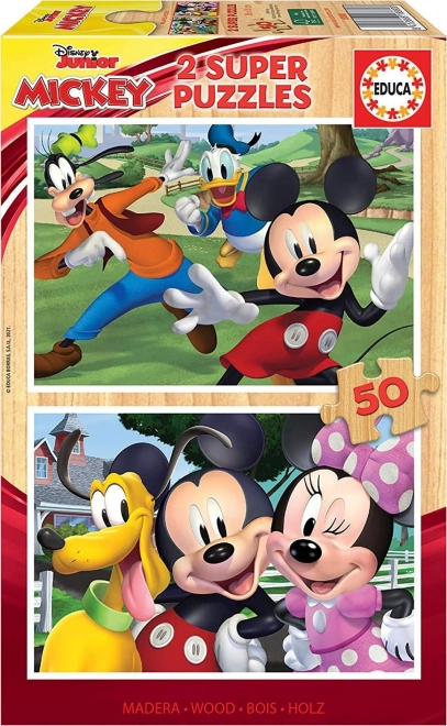 Puzzle din lemn Mickey și prietenii 2x50 piese