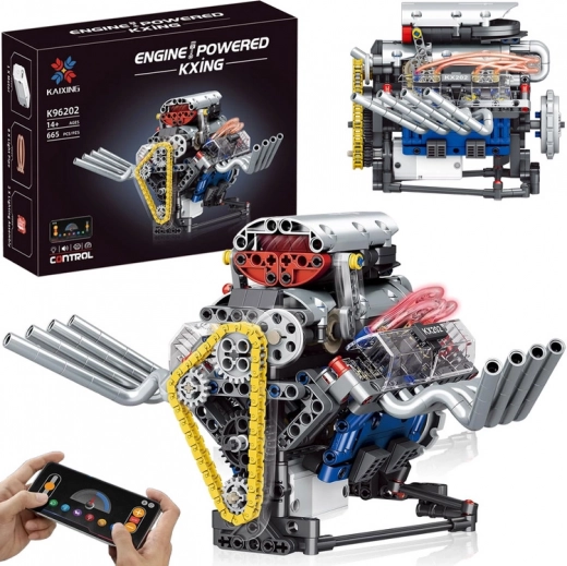 Seturi tehnice de construcție – construiți un motor funcțional cu acumulator, lumină și mișcare (665 piese)