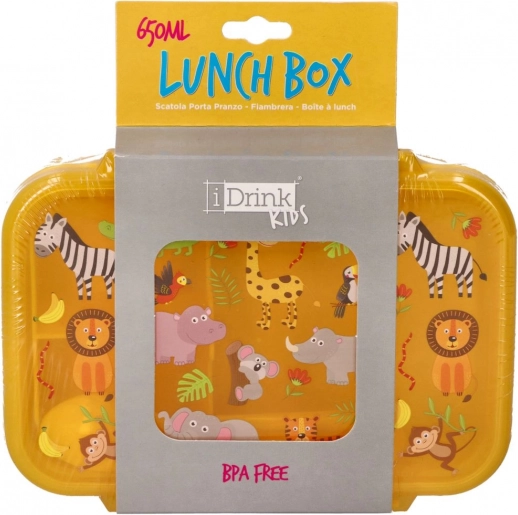 cutie de gustare pentru copii safari 650 ml cu linguriță și furculiță